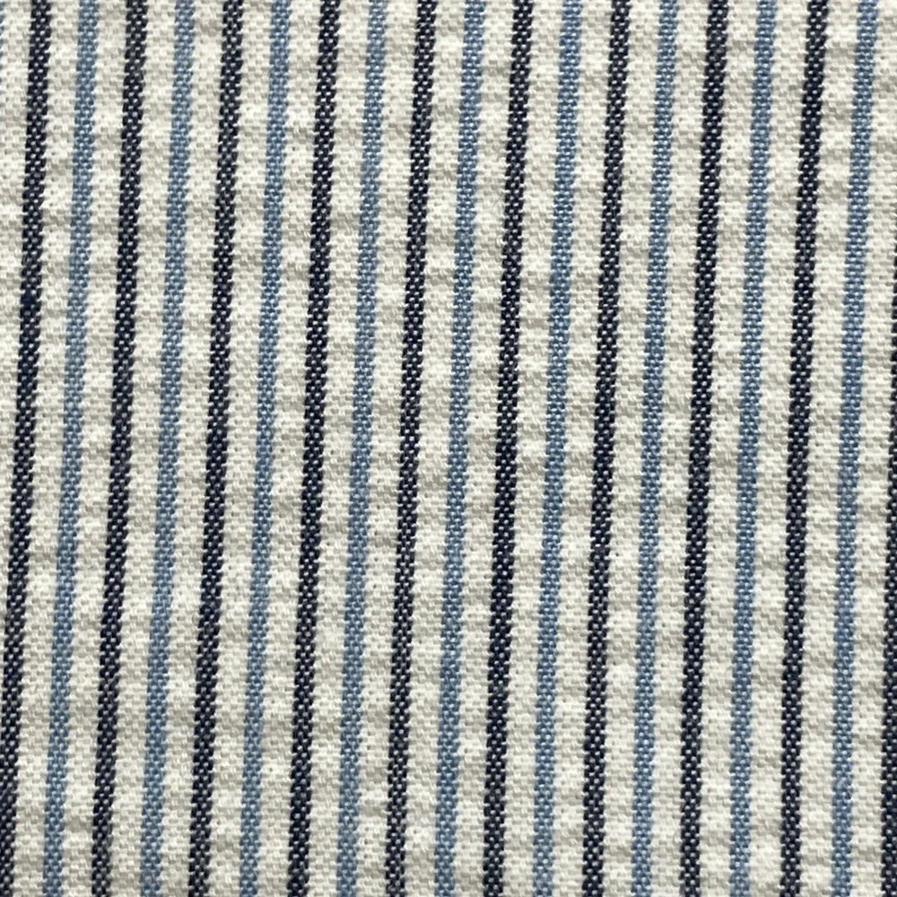 Paul Fredrick 46R Cotton Seersucker Blue Gray White Blazer Peak Lapel PERFECT
